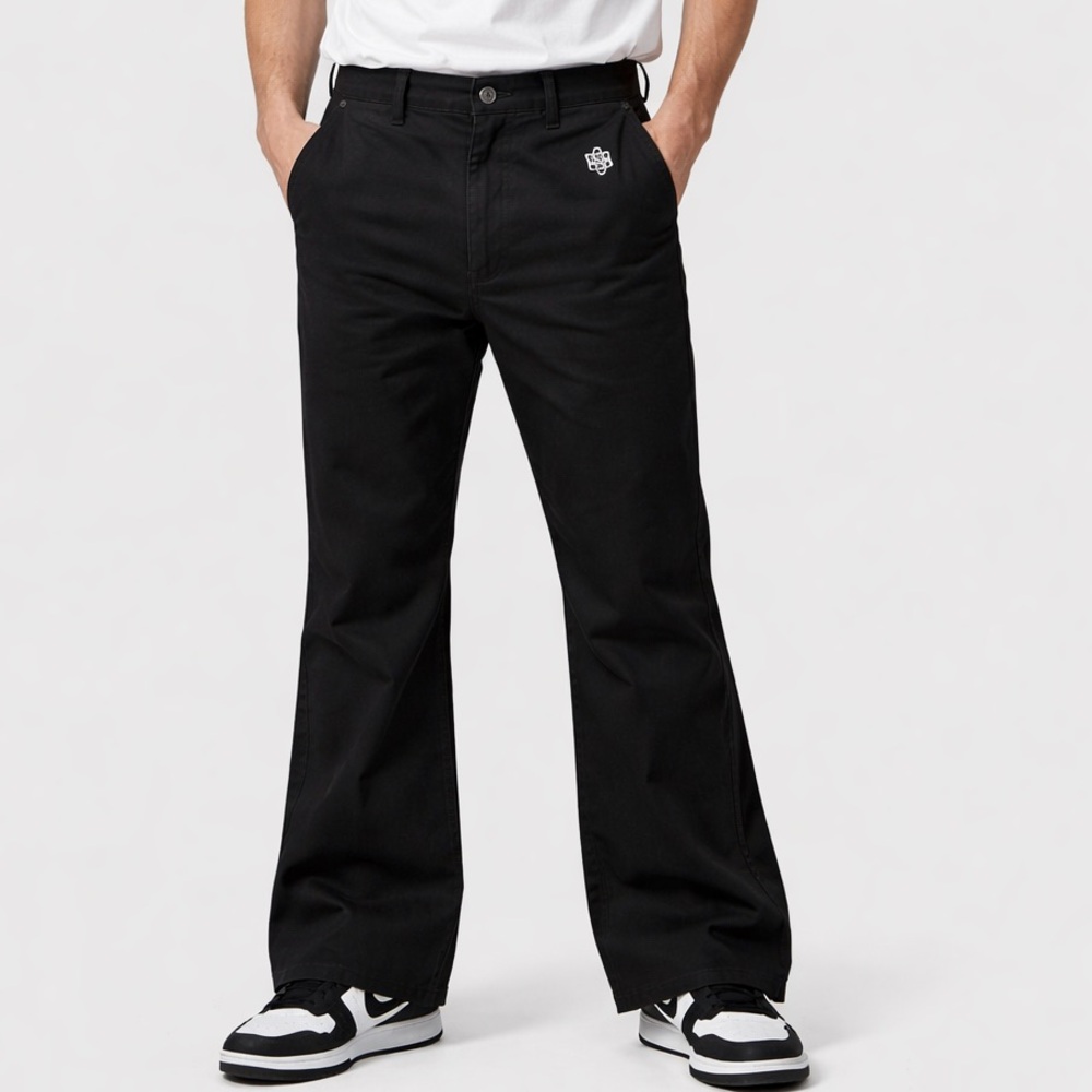 Black Scale men’s hidden Flare black Pants‎ Size 30 Streetwear embroidered logo